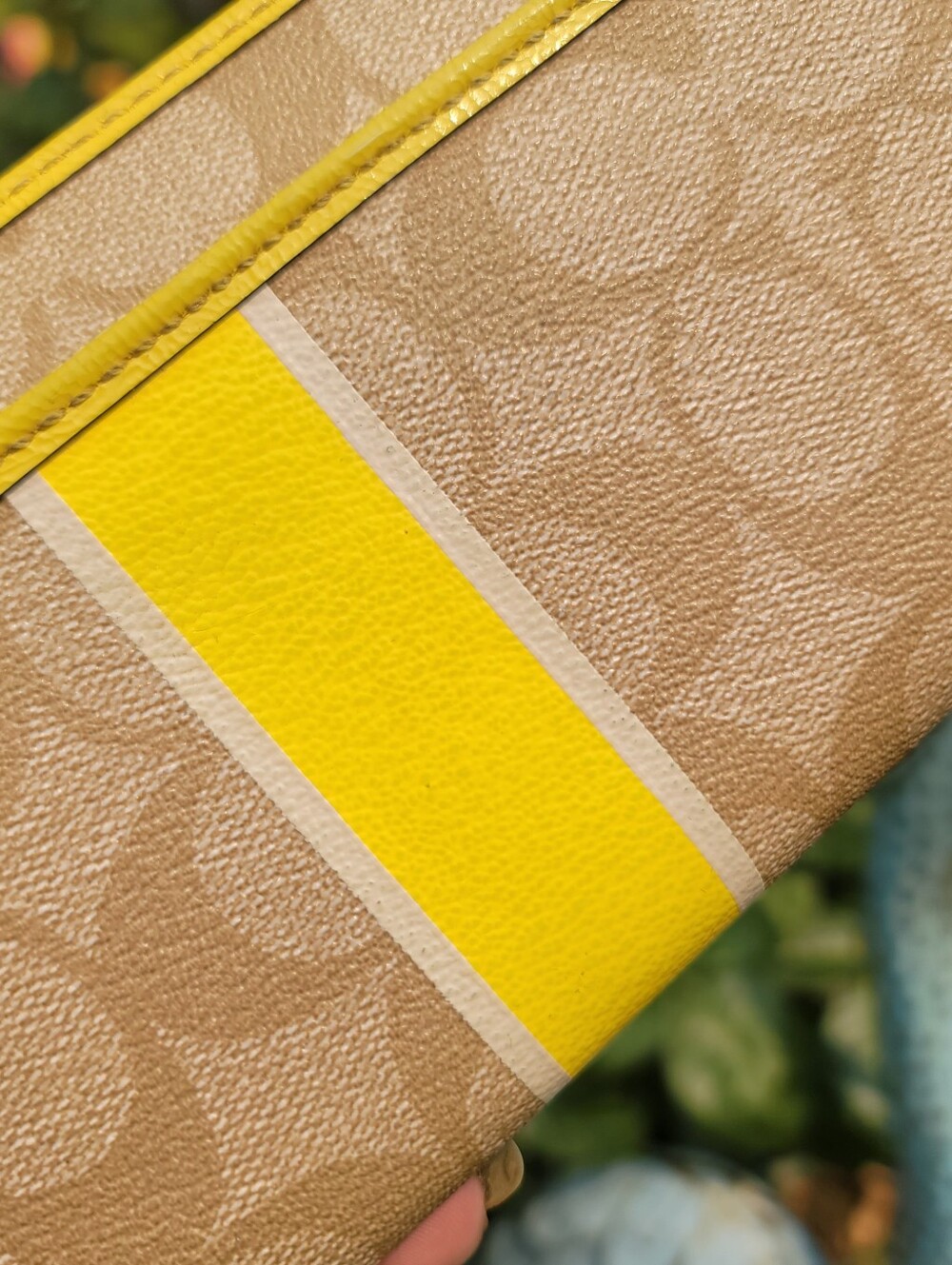 Coach Signature Stripe Yellow Wallet - Picture 9 of 14